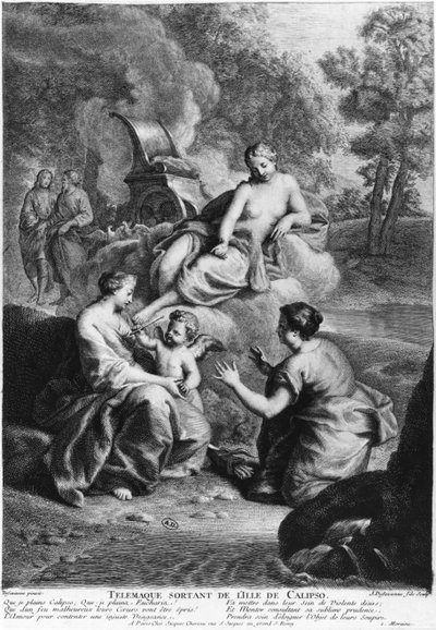 Telemachus leaving the Isle of Calypso, illustration from 